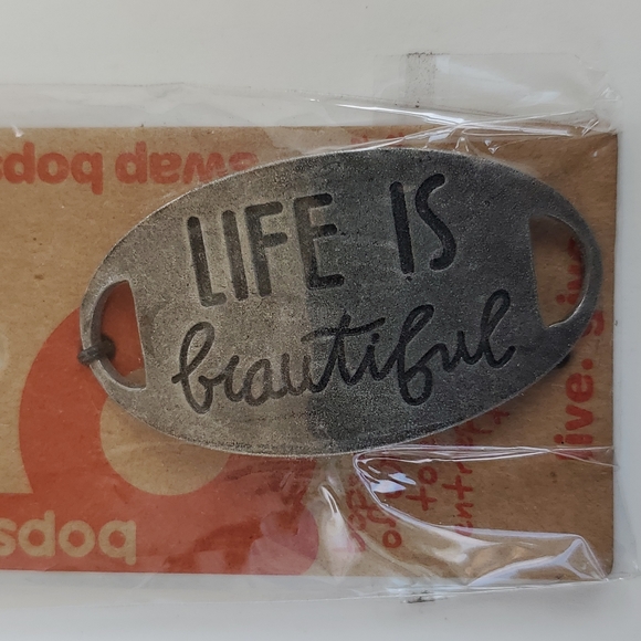 Boutique Swap Bops Adornment Charm Oval Life Is Beautiful Any Necklace Bracelet - Picture 2 of 5